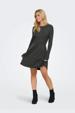 Discount Only Onlfia Ls Cable Dress Knt 4411428 Dark Grey Melange