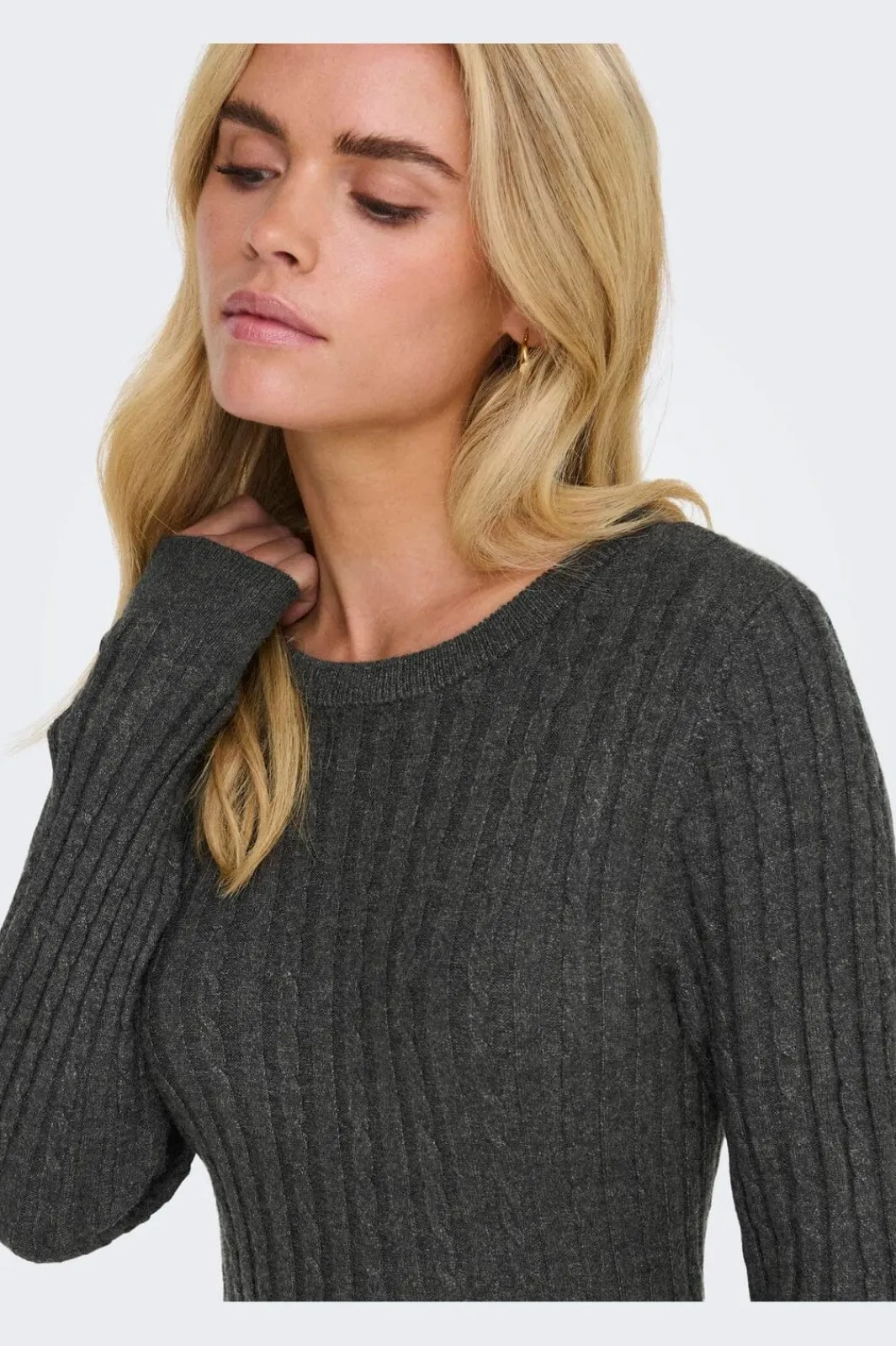 Discount Only Onlfia Ls Cable Dress Knt 4411428 Dark Grey Melange