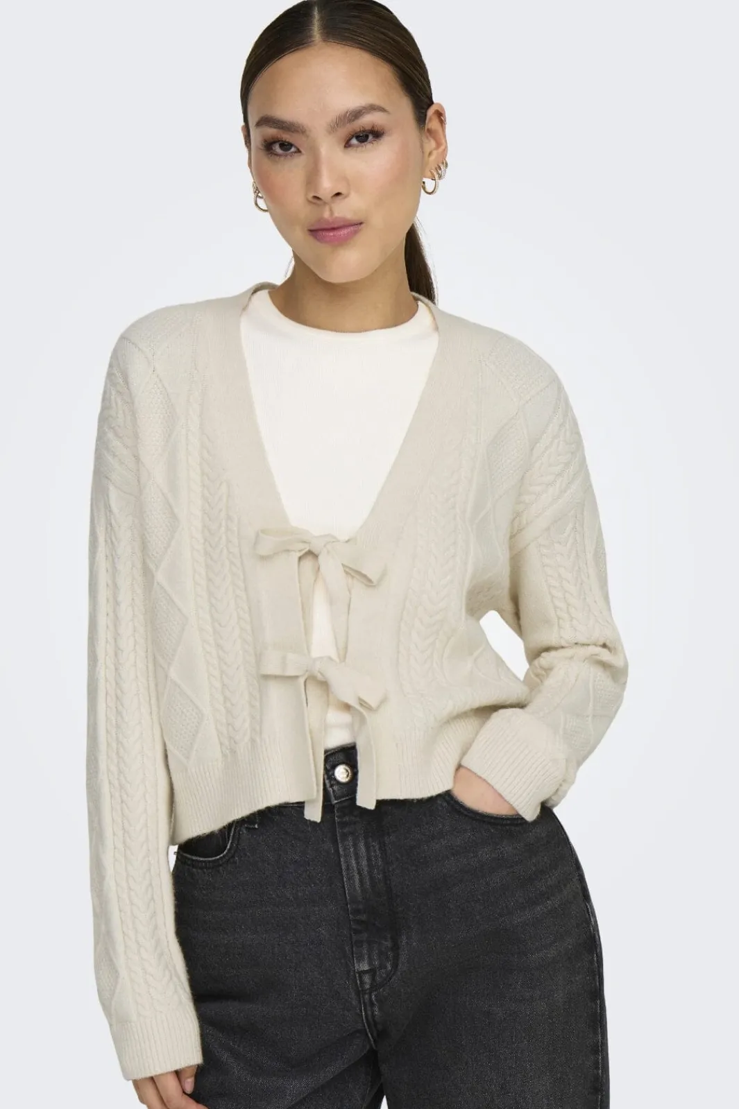 Best Only Onlfia Ls String Cardigan Knt Nca 4510273 Whitecap Gray
