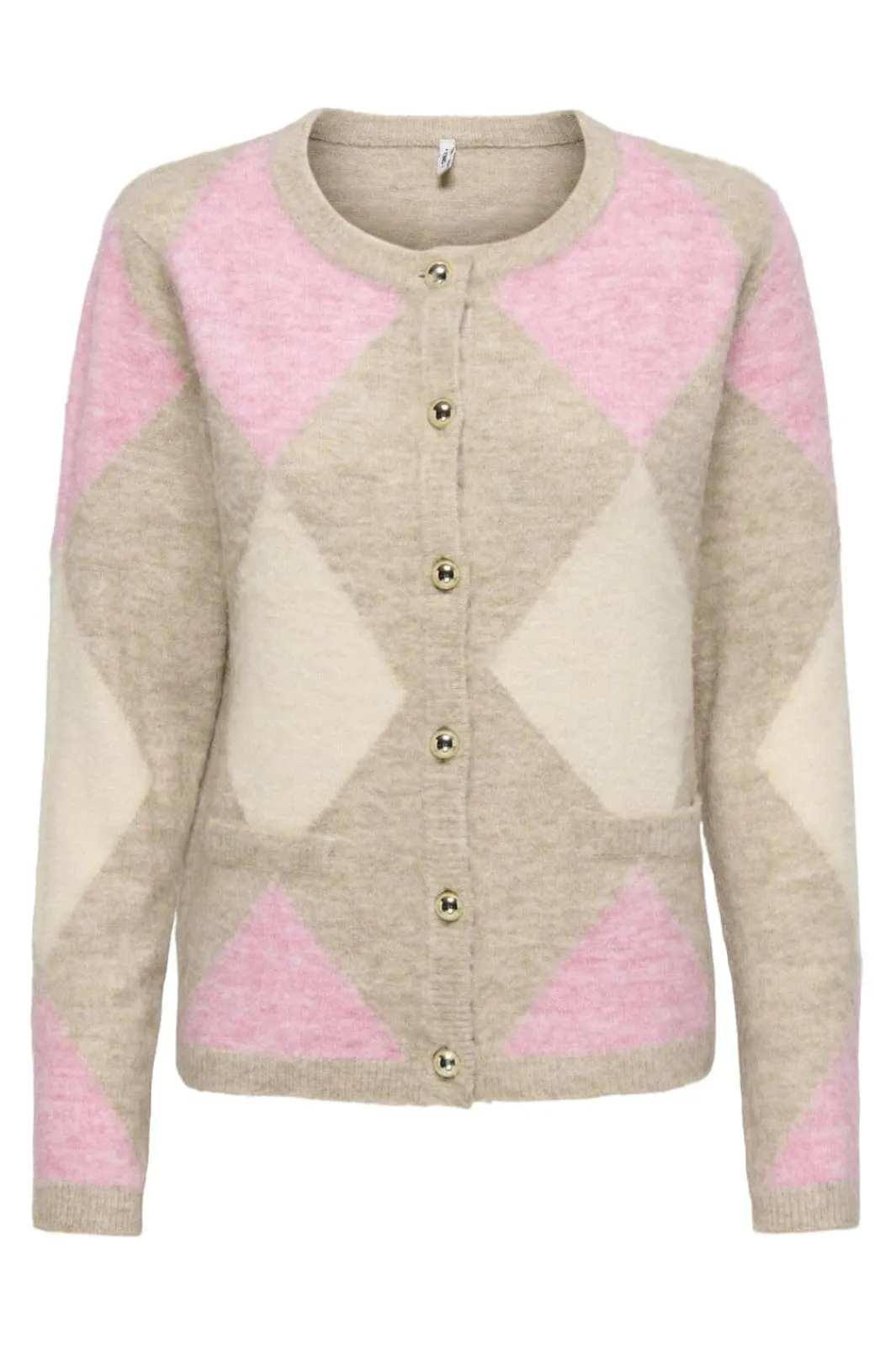 Only Onlfrida Ls Oneck Button Cardi Knt 4968126 String Roman Rose/Birch/Mel/Gold Buttons