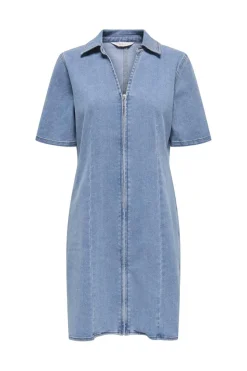 Outlet Only Onlfrida Ss Zip Dress Gua 4879722 Light Medium Blue Denim