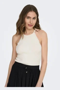 Sale Only Onlgemma Sl Scallop Hltneck Top Knt 4193002 Cloud Dancer