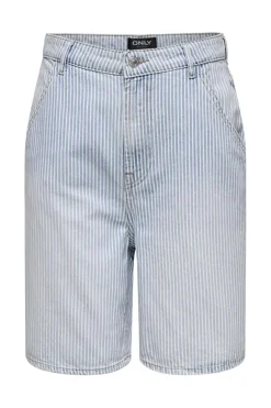 Hot Only Onlgia Striped Loose Shorts 4720517 Light Blue Denim White Stripes