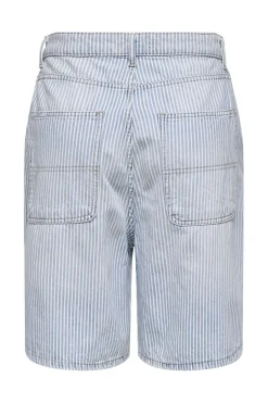 Hot Only Onlgia Striped Loose Shorts 4720517 Light Blue Denim White Stripes
