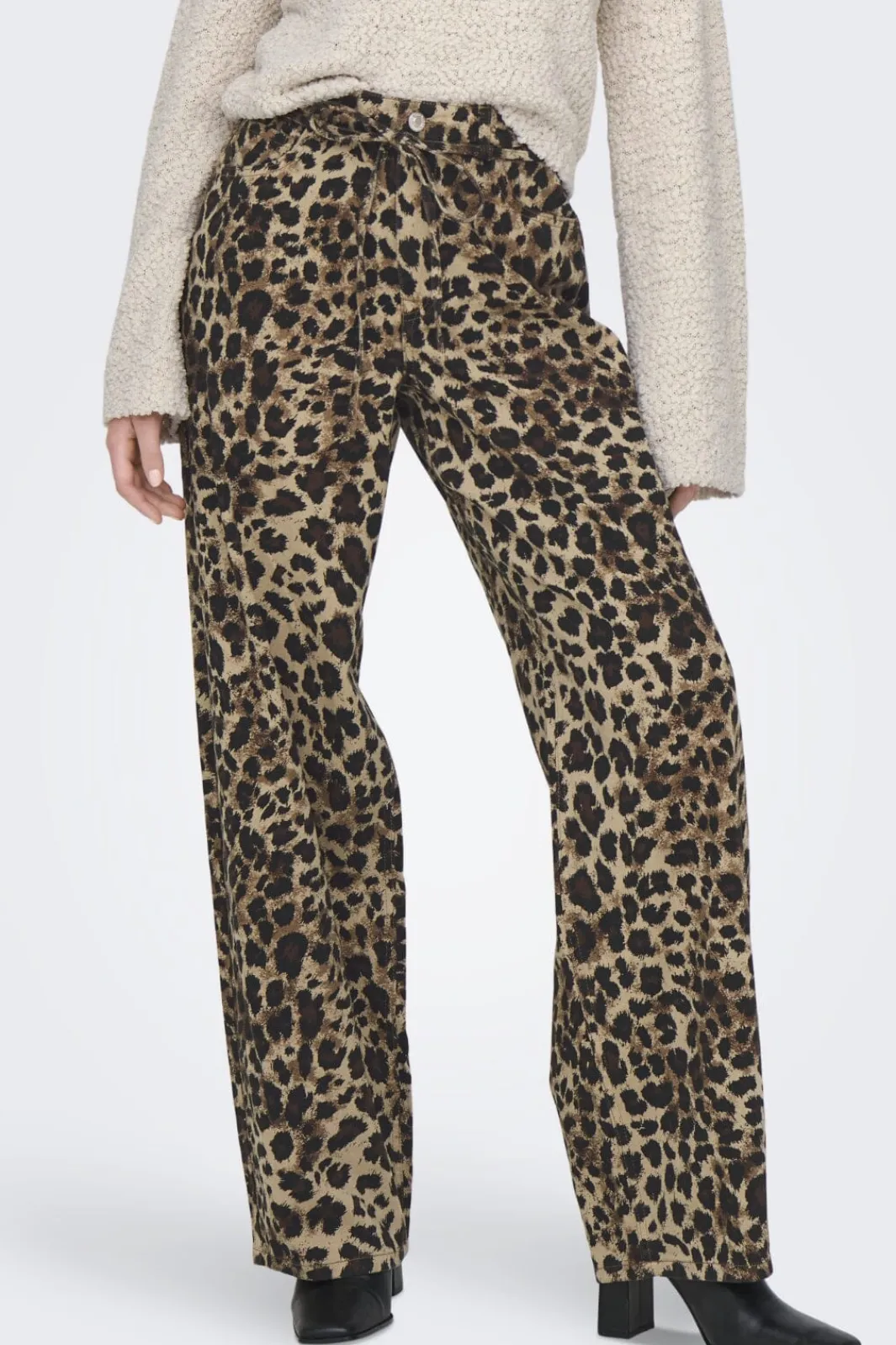 New Only Onlgianna Straight Belt Pant 4718899 Light Taupe W Black Leo