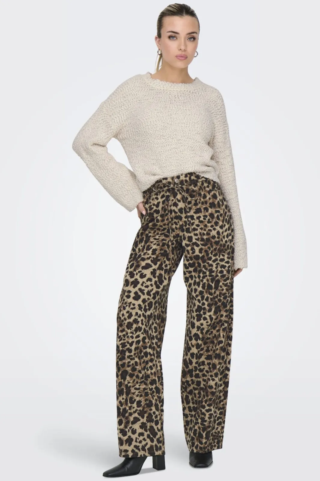 New Only Onlgianna Straight Belt Pant 4718899 Light Taupe W Black Leo