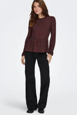 Hot Only Onlgiavanna L/S Peplum Top 4915823 Decadent Chocolate
