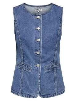 Clearance Only Onlgiulina S/L Button Waistcoat Mae 4821241 Medium Blue Denim