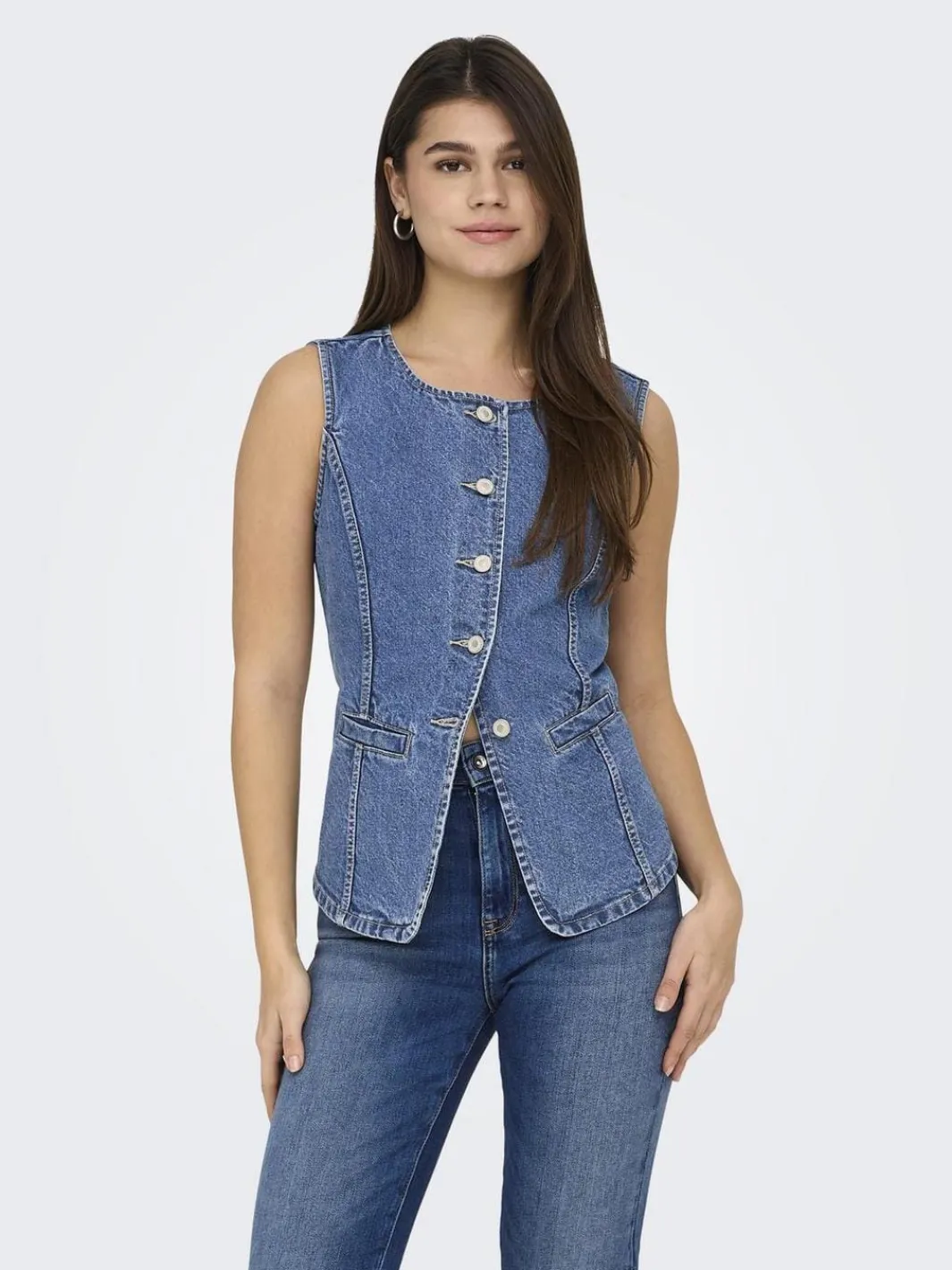 Clearance Only Onlgiulina S/L Button Waistcoat Mae 4821241 Medium Blue Denim
