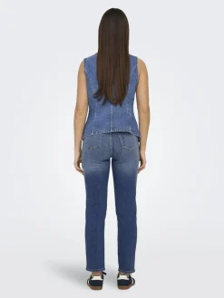 Clearance Only Onlgiulina S/L Button Waistcoat Mae 4821241 Medium Blue Denim
