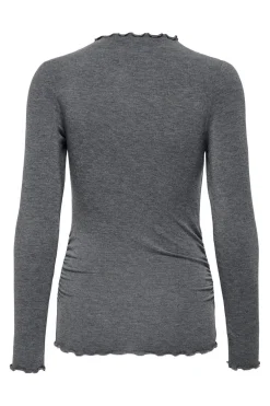 Best Only Onlglamour L/S Mockneck Ruching Top 4868646 Dark Grey Melange