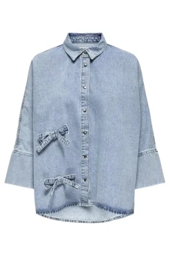 Only Onlgrace 3/4 Bow Shirt Lb Cro 4721084 Light Blue Denim