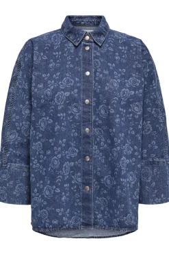 Sale Only Onlgrace 3/4 Shirt Rose Pim 4801399 Medium Blue Denim Roses
