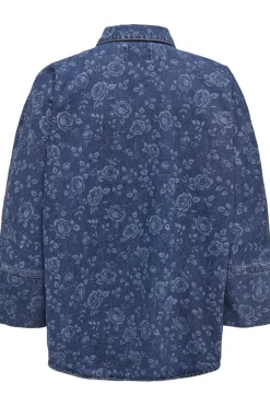 Sale Only Onlgrace 3/4 Shirt Rose Pim 4801399 Medium Blue Denim Roses