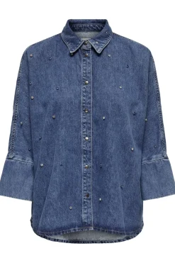 Online Only Onlgrace Ls Rhinestone Shirt Cro 4358961 Medium Blue Denim