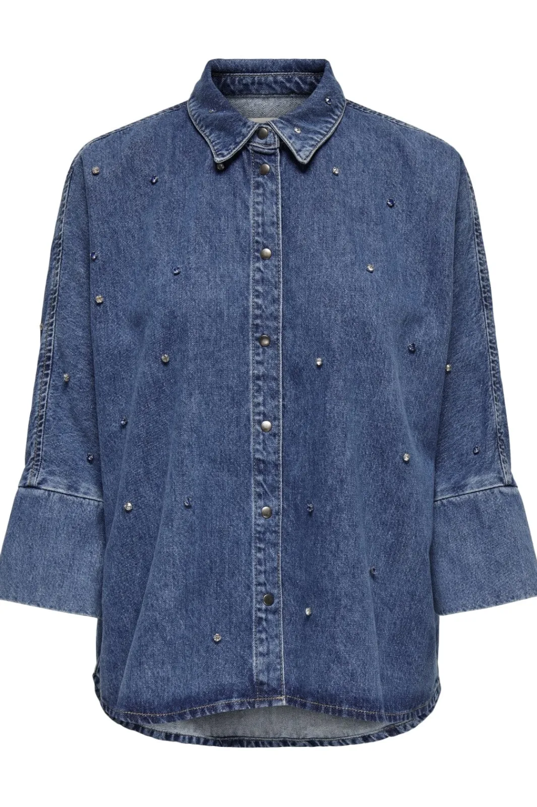 Online Only Onlgrace Ls Rhinestone Shirt Cro 4358961 Medium Blue Denim