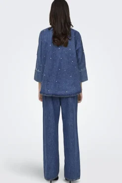 Online Only Onlgrace Ls Rhinestone Shirt Cro 4358961 Medium Blue Denim