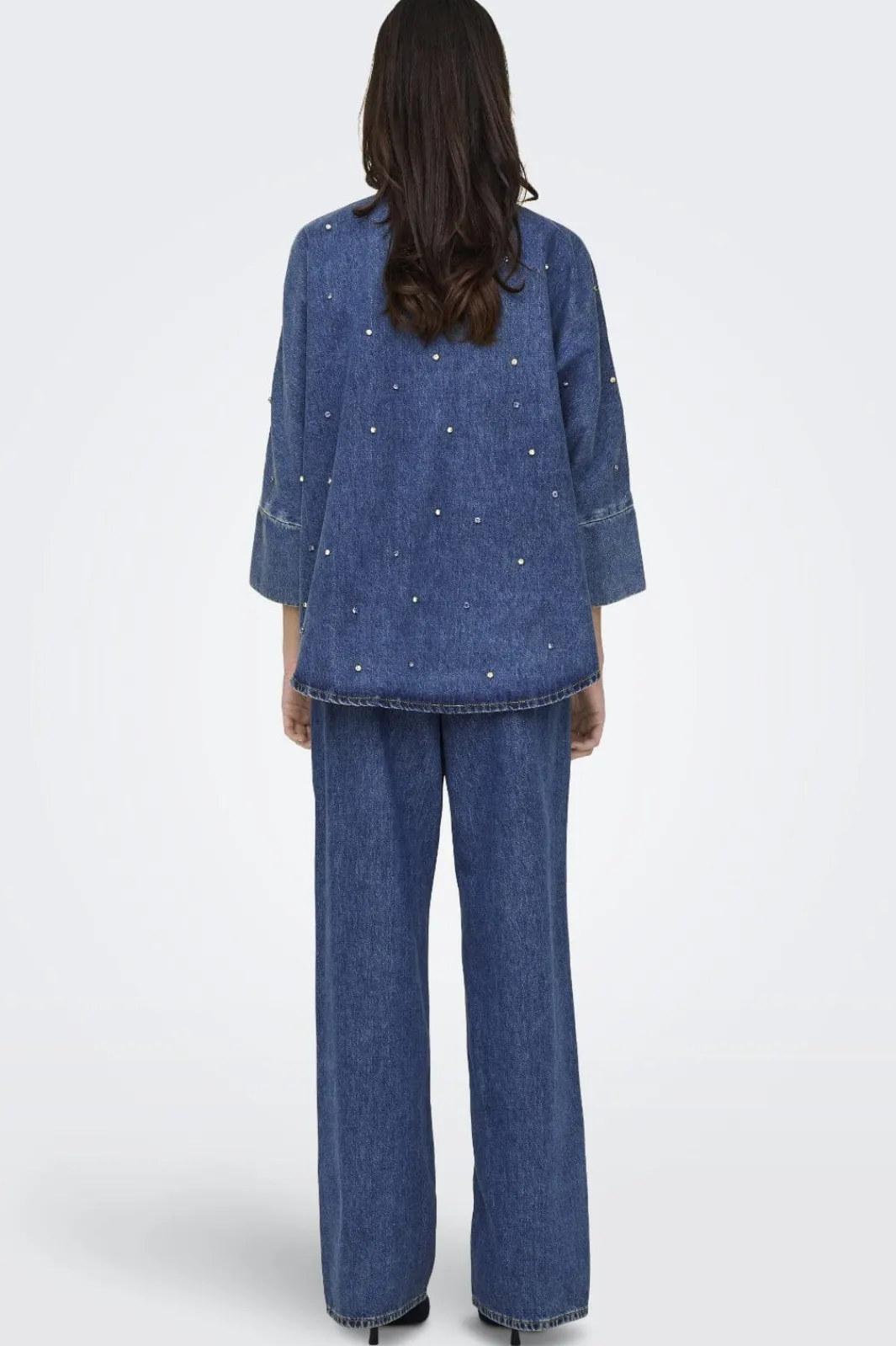 Online Only Onlgrace Ls Rhinestone Shirt Cro 4358961 Medium Blue Denim