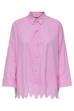 Only Onlgraces Tulum Ls Emb Shirt 4695481 Fuchsia Pink Bright White Emb.