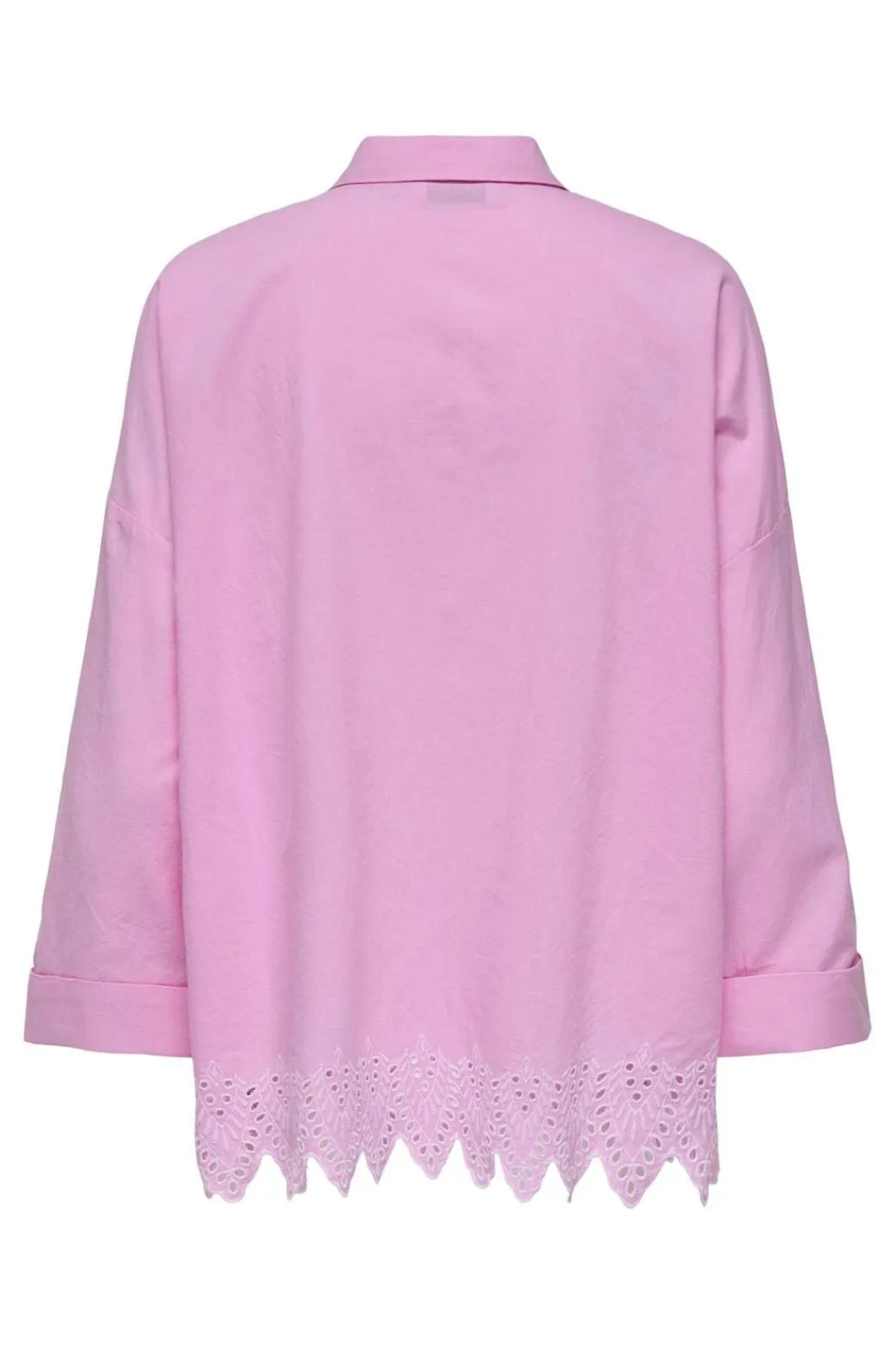 Only Onlgraces Tulum Ls Emb Shirt 4695481 Fuchsia Pink Bright White Emb.