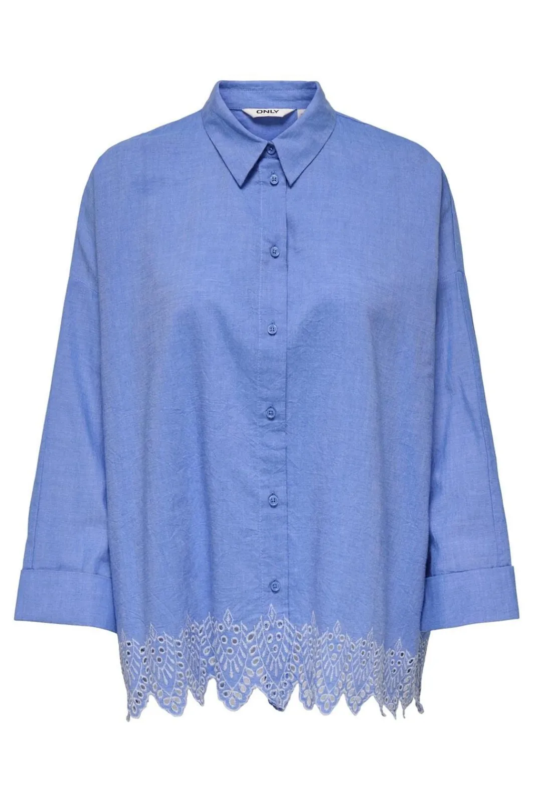 Clearance Only Onlgraces Tulum Ls Emb Shirt 4695480 Blue Bonnet Bright White Emb.