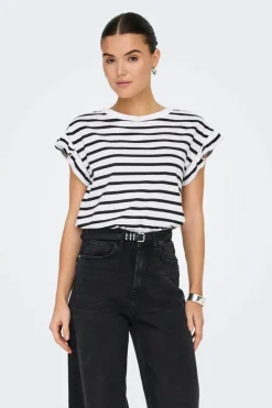 Sale Only Onlgrape S/S Frill O-Neck Top 4740065 Bright White Black