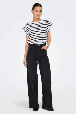 Sale Only Onlgrape S/S Frill O-Neck Top 4740065 Bright White Black