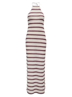 Hot Only Onlhalia Halterneck Long Dress Box 4774274 Cloud Dancer Ruby Wine