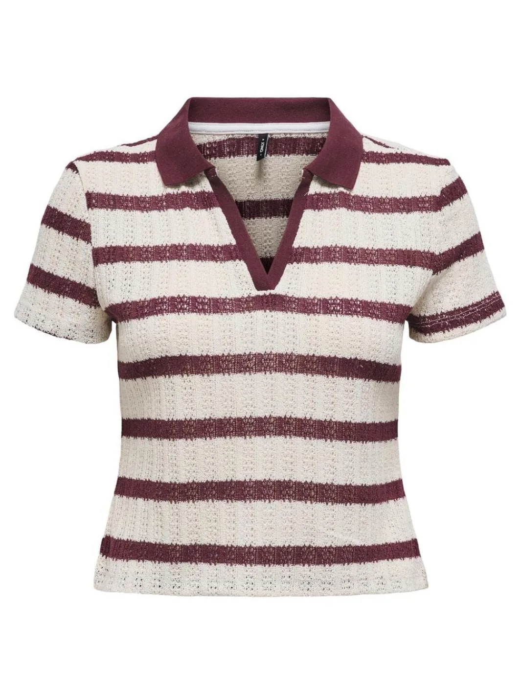 New Only Onlhalia S/S Collar Top Box 4774257 Cloud Dancer Ruby Wine