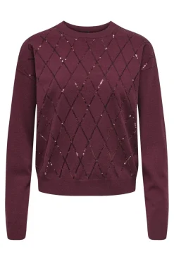 Outlet Only Onlhalifax Ls Sequins O-Neck Knt 4947030 Zinfandel Dtm Sequins