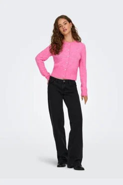 Online Only Onlhavanna Ls Button Cardigan Knt 4927894 Pink Lemonade Melange/Bling Button