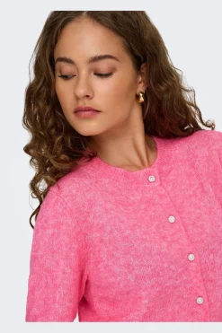 Online Only Onlhavanna Ls Button Cardigan Knt 4927894 Pink Lemonade Melange/Bling Button