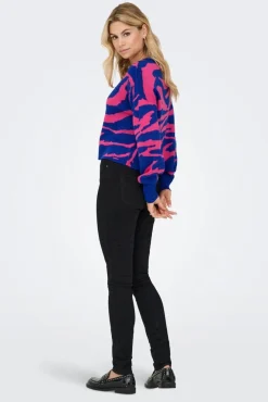 Discount Only Onlhilla Ls Jq Mix Box O-Neck Knt 4999698 Dazzling Blue Pink Yarrow