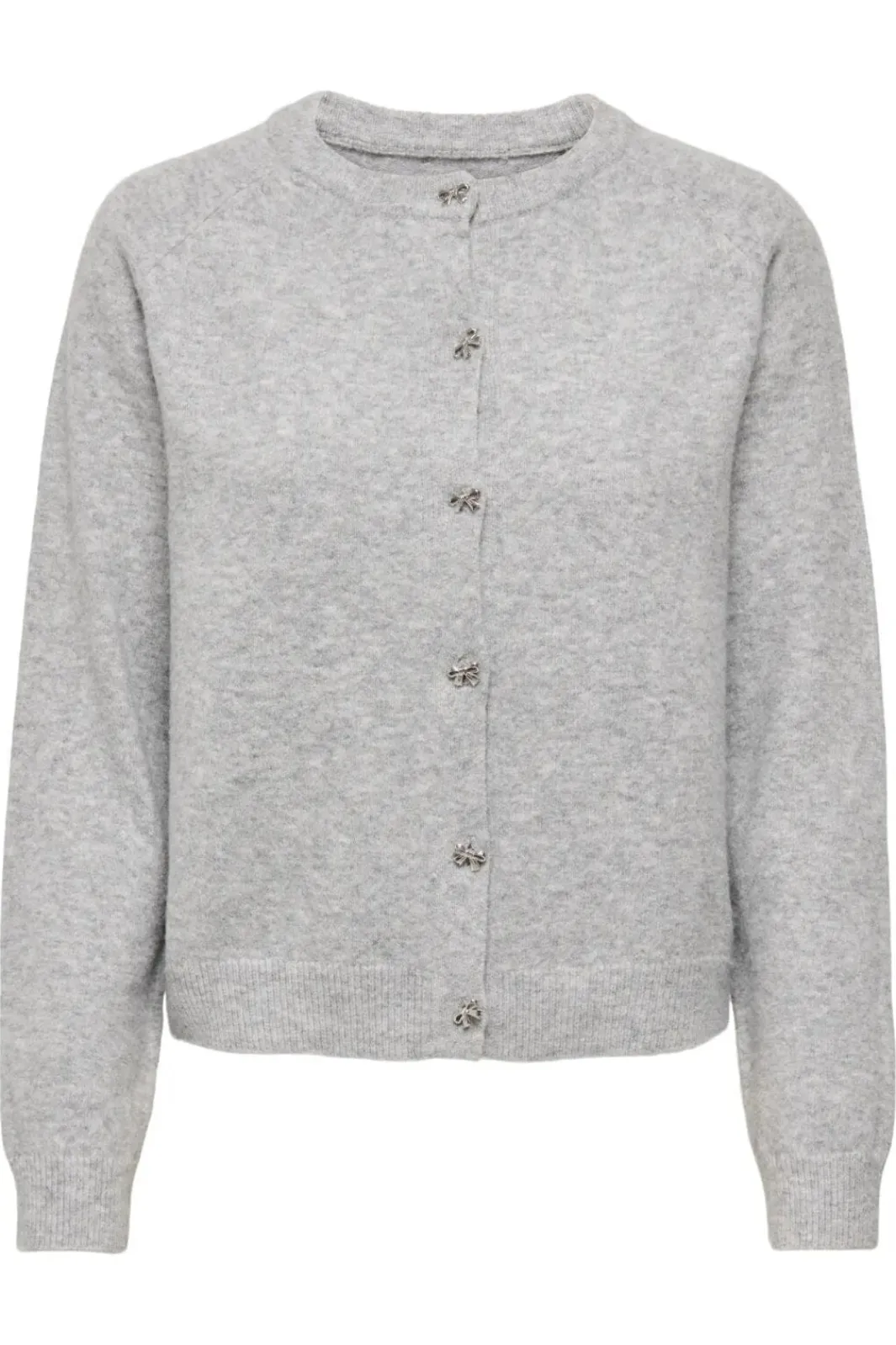 Best Only Onlhoney Ls Bow Cardigan Knt 5026401 Light Grey Melange Silver Bow Buttons