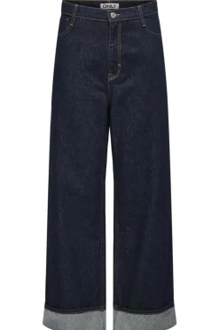 Best Only Onlhope Wide Fold Up Rinse Cro 4740254 Dark Blue Denim Rinse