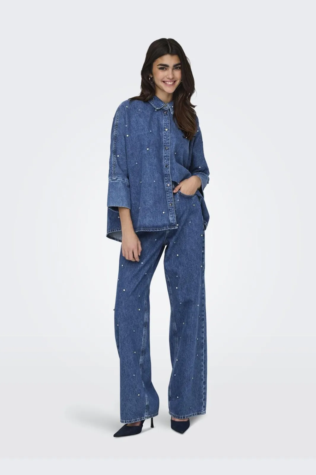 Best Only Onlhope Wide Rhinestone 4364437 Medium Blue Denim