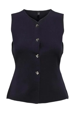 Online Only Onlibi Button Sl Vest Cc Knt 4947079 Night Sky Silver Button