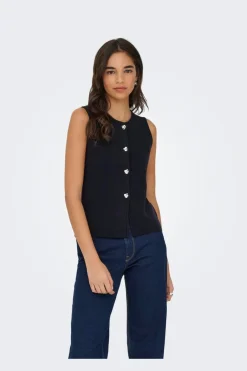 Online Only Onlibi Button Sl Vest Cc Knt 4947079 Night Sky Silver Button
