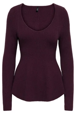 Discount Only Onlibi Life Ls V-Neck Rib Peplum Cc Knt 5021071 Port Royale