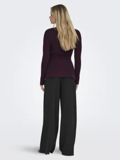 Discount Only Onlibi Life Ls V-Neck Rib Peplum Cc Knt 5021071 Port Royale