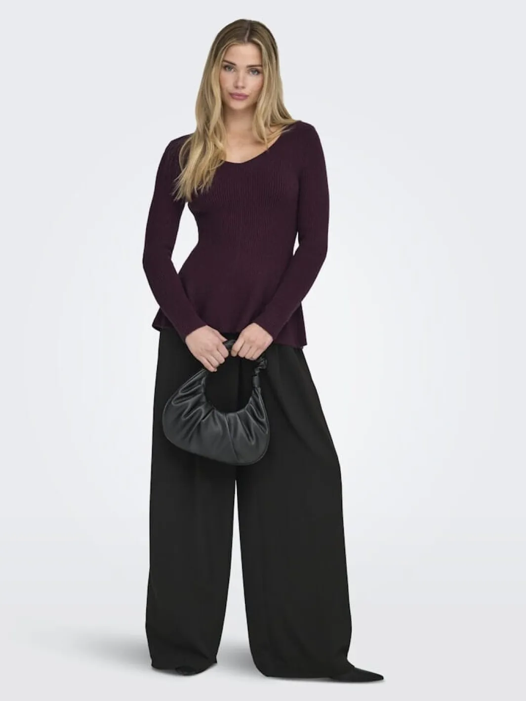 Discount Only Onlibi Life Ls V-Neck Rib Peplum Cc Knt 5021071 Port Royale