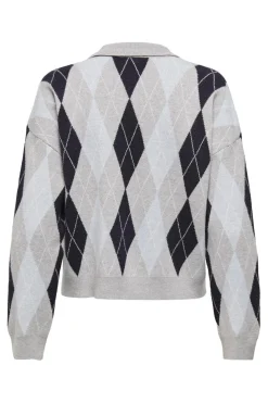 Only Onlibi Ls Check Polo Cc Knt 4961940 Light Grey Melange Night/Cashmere Mel/Babys/Dtm Button