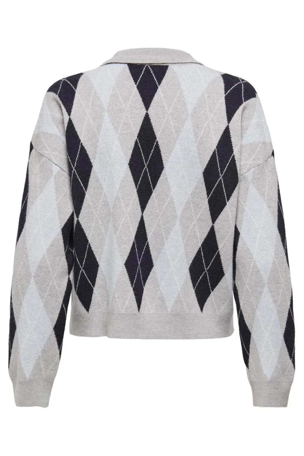 Only Onlibi Ls Check Polo Cc Knt 4961940 Light Grey Melange Night/Cashmere Mel/Babys/Dtm Button