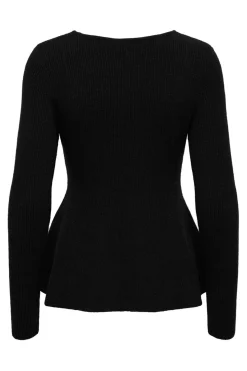 Online Only Onlibi Ls V-Neck Rib Peplum Cc Knt 5021069 Black