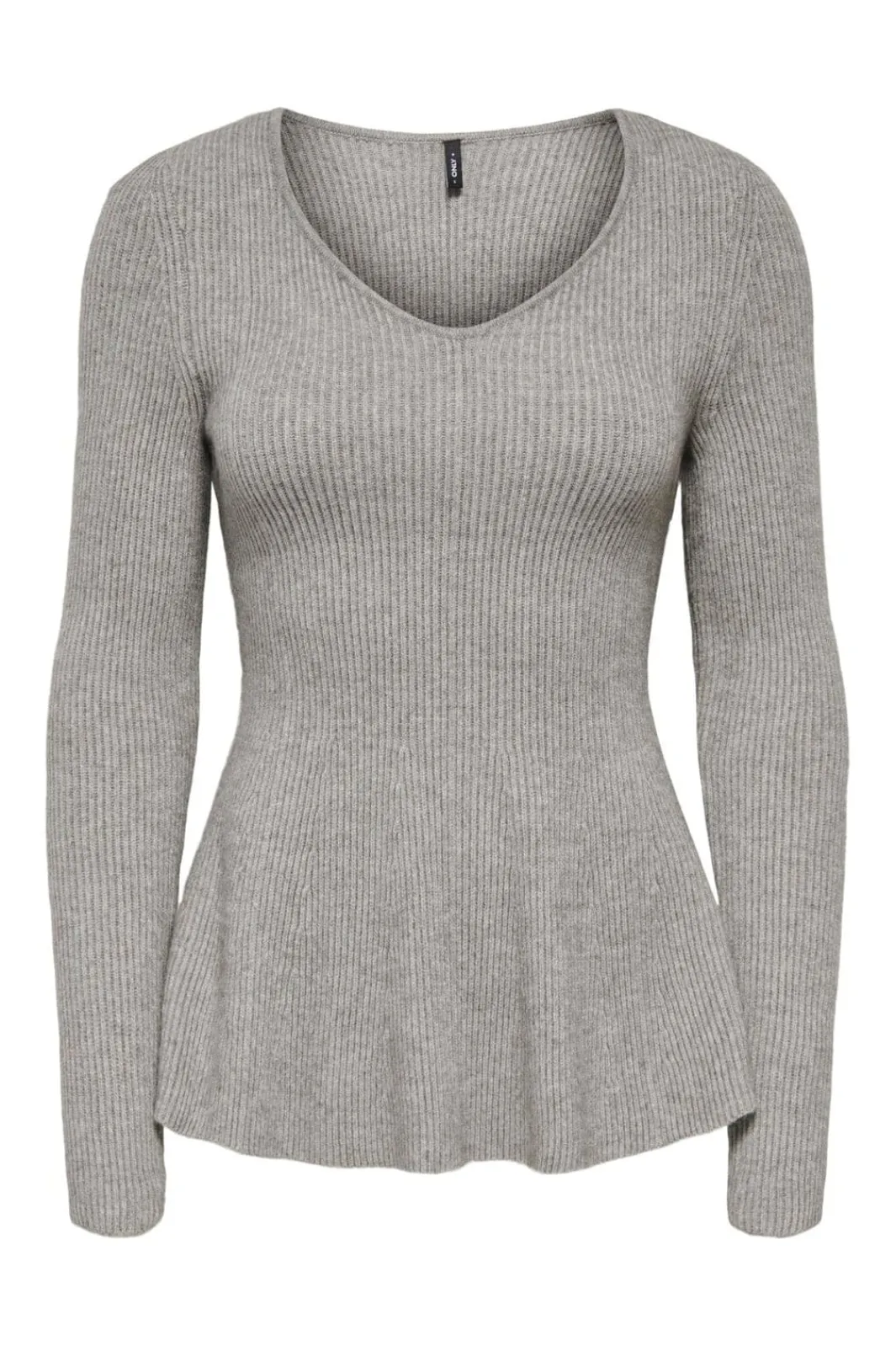 Discount Only Onlibi Ls V-Neck Rib Peplum Cc Knt 5021070 Medium Grey Melange