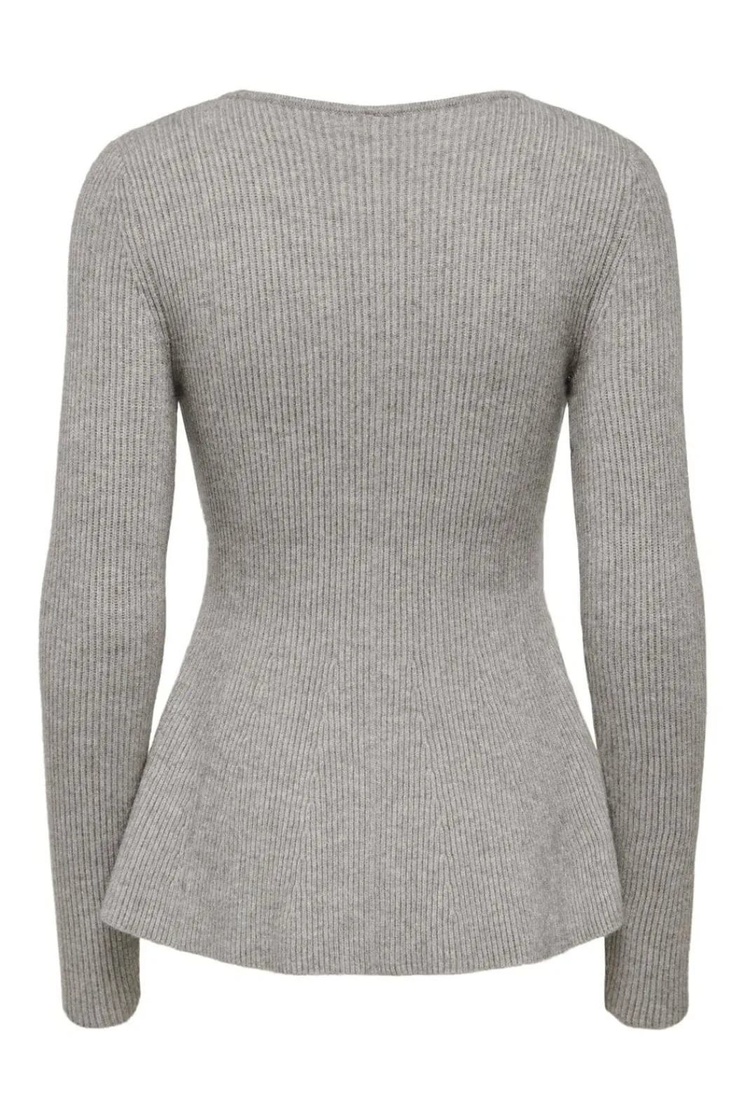 Discount Only Onlibi Ls V-Neck Rib Peplum Cc Knt 5021070 Medium Grey Melange
