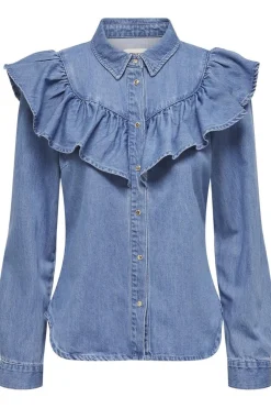 Only Onlindigo Ls Frill Shirt Qyt 4324886 Medium Blue Denim