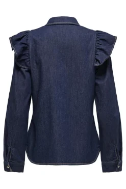 Best Only Onlindigo Ls Frill Shirt Qyt 4692745 Dark Blue Denim Rinse