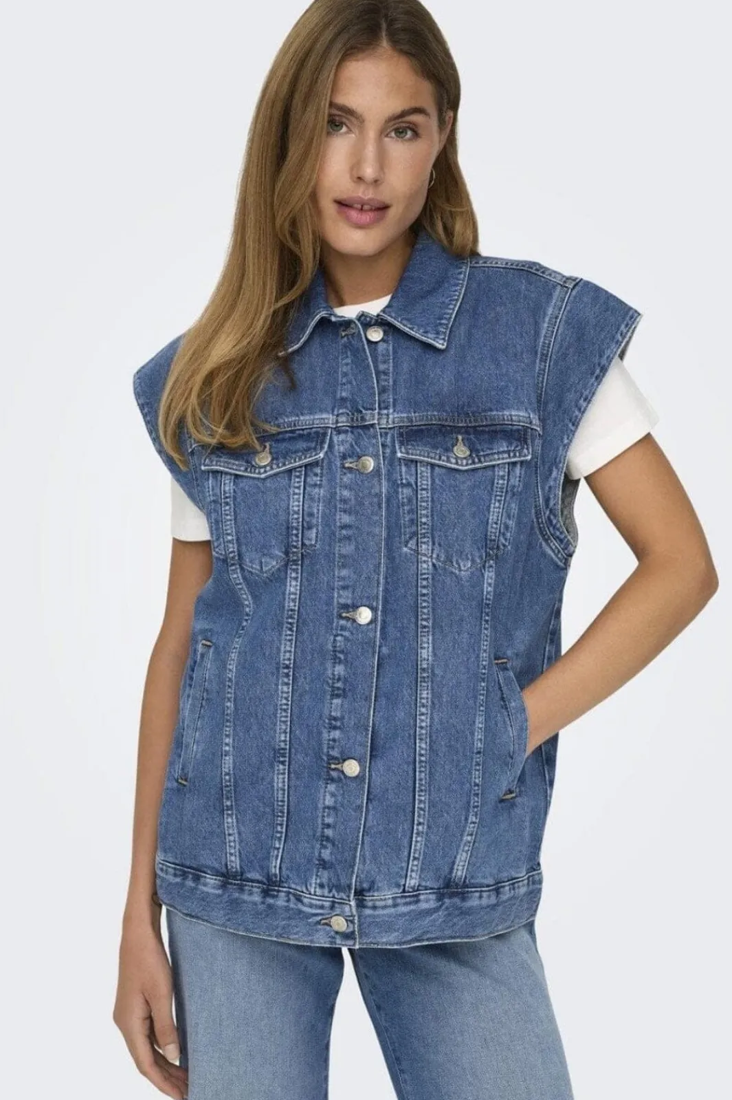 Clearance Only Onlirene S/L Waistcoat Cro 4536345 Medium Blue Denim