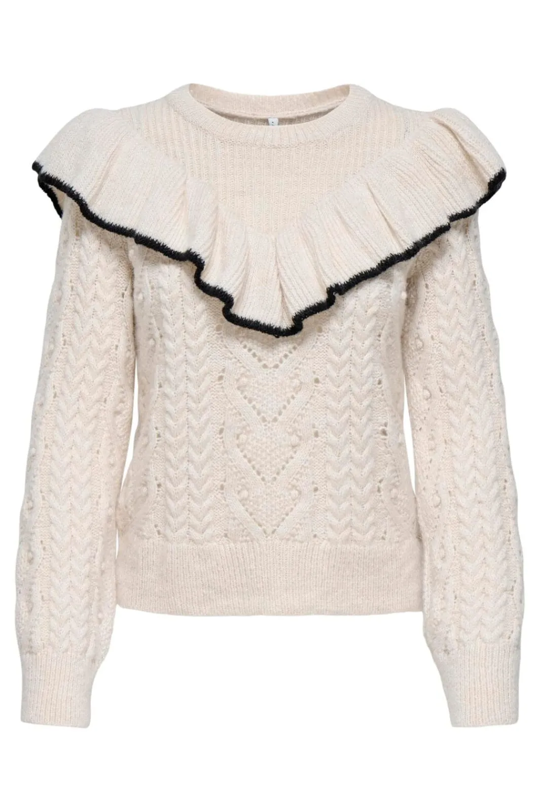 Discount Only Onlisolde Ls Frill O-Neck Knt 4781329 Birch Black